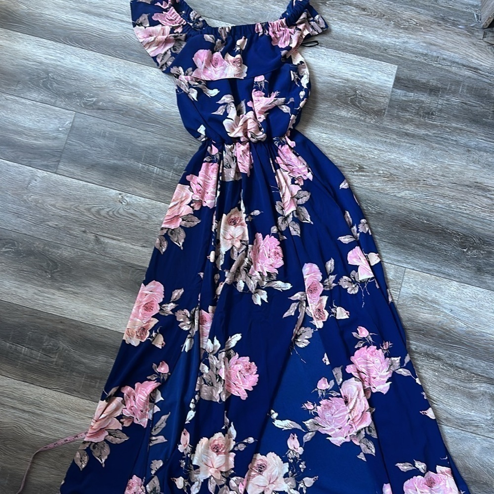 PremierAmour dress blue pink floral size 10 ruffled balletcore - Picture 6 of 10